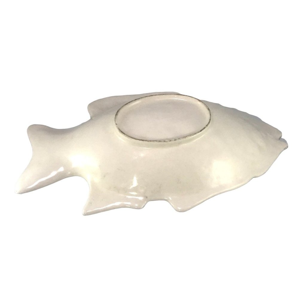 Vintage Hand Painted White Porcelain Fish Serving Dish 15 in - Picture 4 of 4